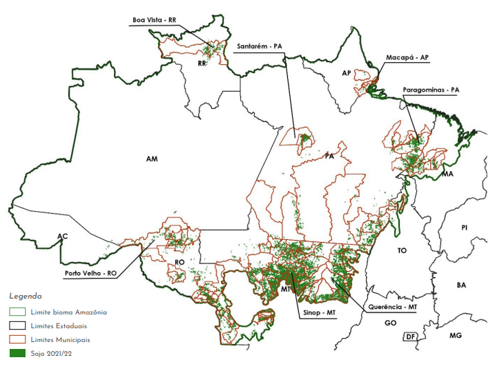 municípios produtores de soja Amazônia